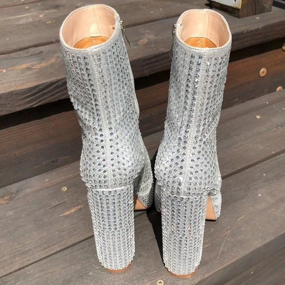 8 Disco Sparkle Azalea Wang Rhinestone Boots Platform Halloween Costume Bowie - Picture 7 of 10